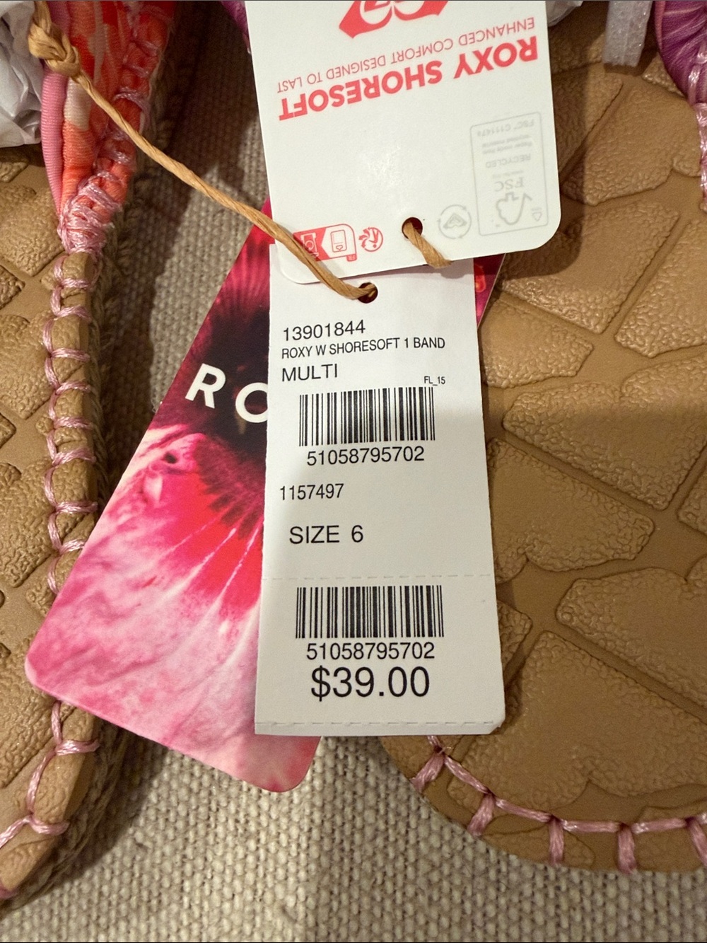 ROXY Floral Shoresoft Womens Slide Sandals/NWT/6 - Picture 8 of 12